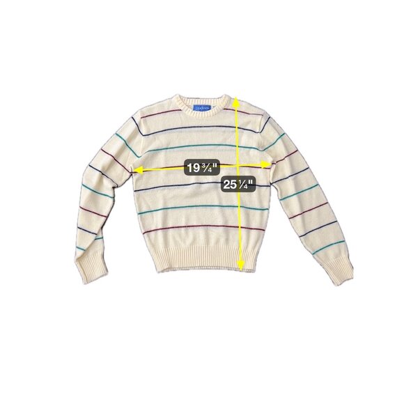 Vintage Burdines Yellow Striped Knit Sweater Crewneck Long Sleeve Sz M - Picture 6 of 8
